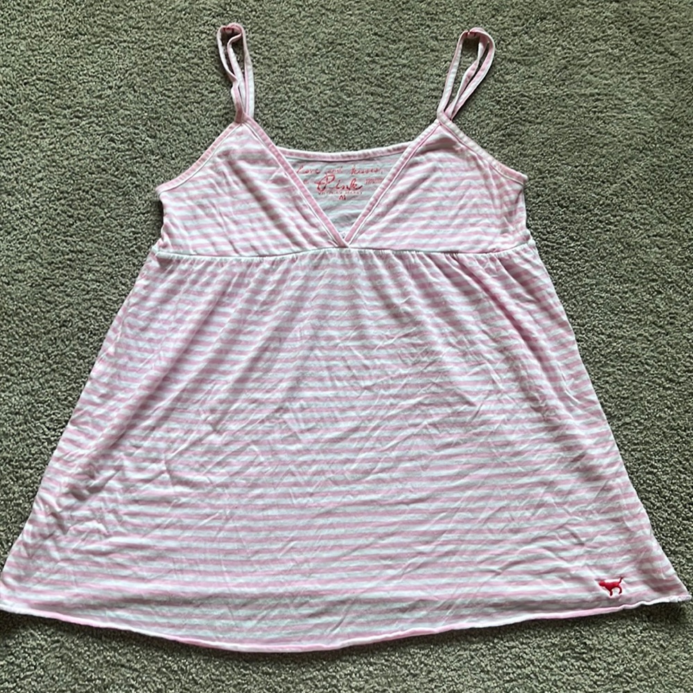 PINK Victoria's Secret Light Pink & White Striped Tank